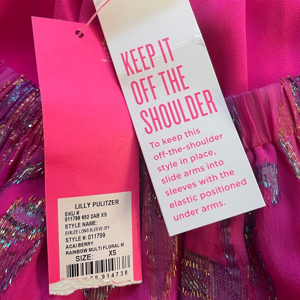 NWT Lilly Pulitzer Emilee Long Sleeve Off The Shoulder Top - Picture 9 of 9